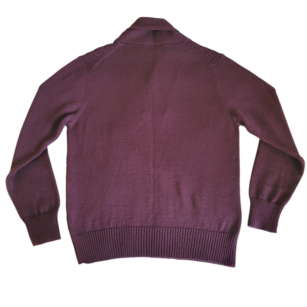 Vintage Harry Rosen Shawl Sweater Burgundy Merino Wool Blend Pullover Ac… - Picture 4 of 16